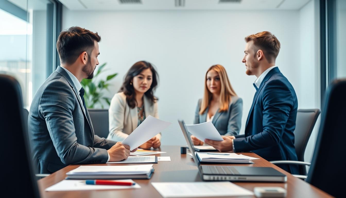 Family reviewing legal documents together